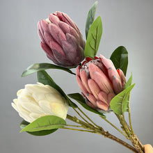 Load image into Gallery viewer, Protea Artificial Silk Flower 55cm White PROTEA018
