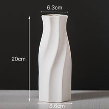 Load image into Gallery viewer, Vase Spiral Striped Ceramic White VASE020
