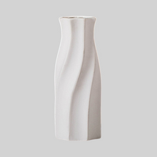 Load image into Gallery viewer, Vase Spiral Striped Ceramic White VASE020
