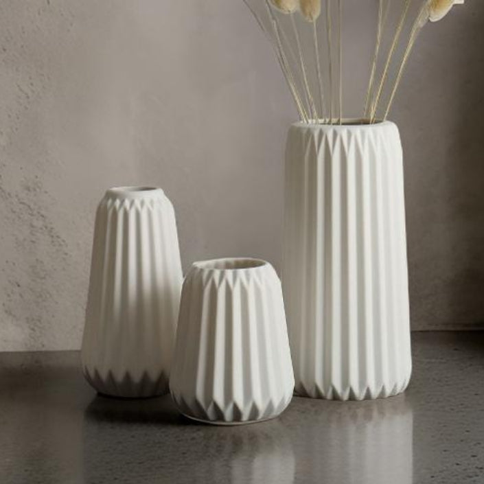 Vase 3 Sets Ceramic White VASE022