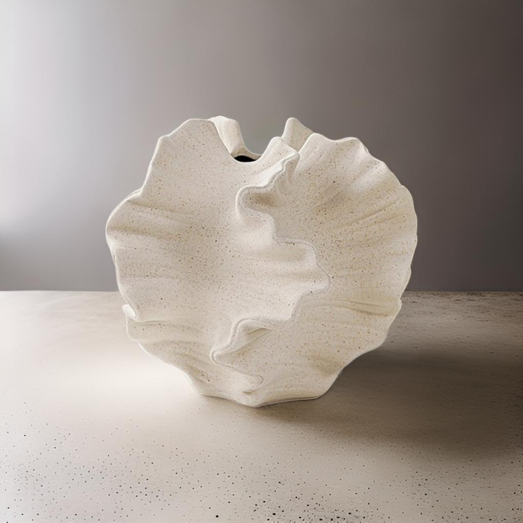 Vase Cascading Wave Ceramic White VASE021