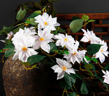 Load image into Gallery viewer, Clematis 3 Heads Artificial Silk Flowers 80cm Stem CLEMATIS0001-0004
