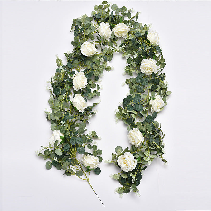 Eucalyptus Rose 190CM Artificial Foliage White GREENERYROSE01