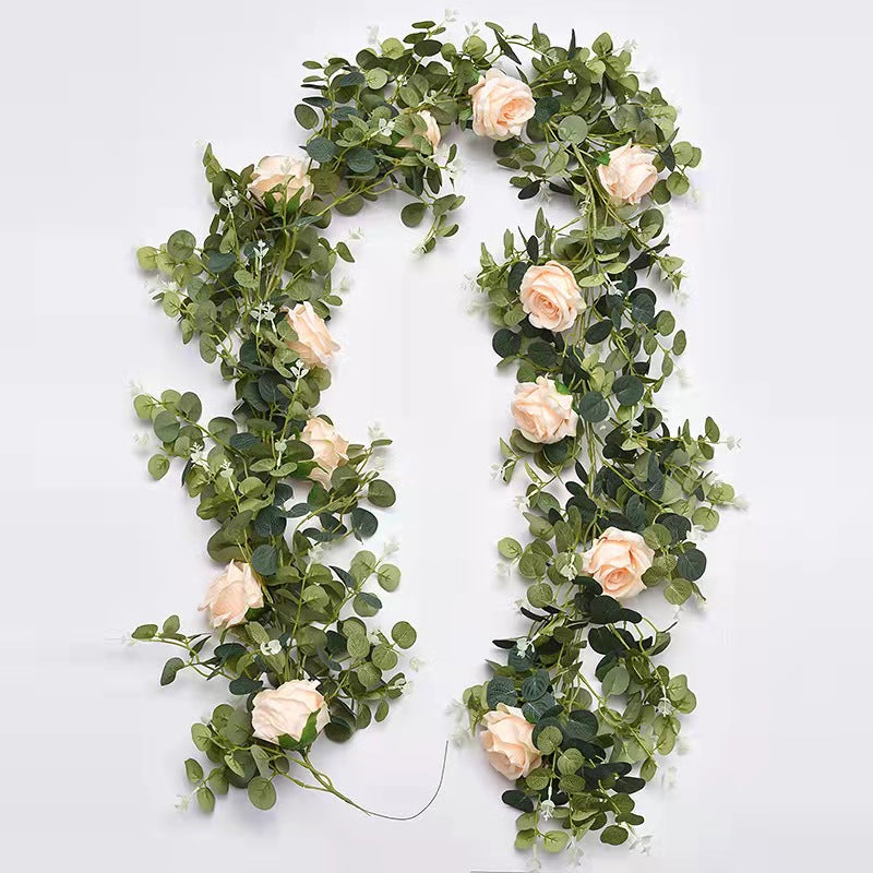 Eucalyptus Rose 190CM Artificial Foliage Champagne GREENERYROSE02