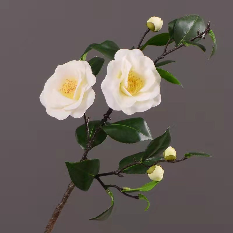 Camellia Artificial Silk Flowers 58cm Stem White CAMELLIA001