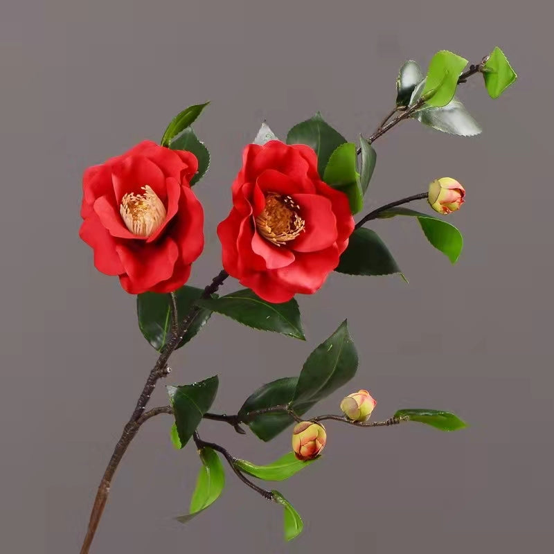 06 Camellia Artificial Silk Flowers 58cm Stem Red CAMELLIA002