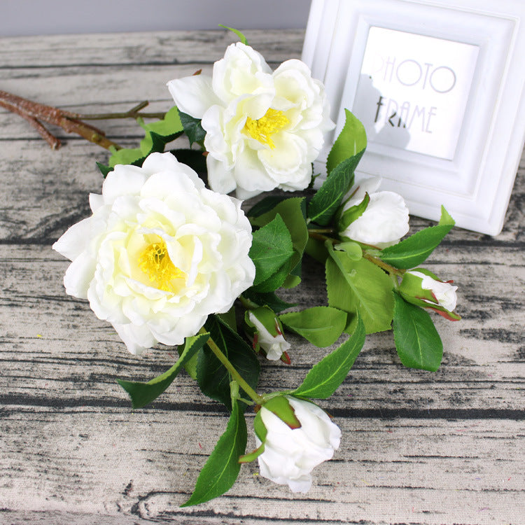 Camellia Artificial Flower 75cm Stem White CAMELLIA003