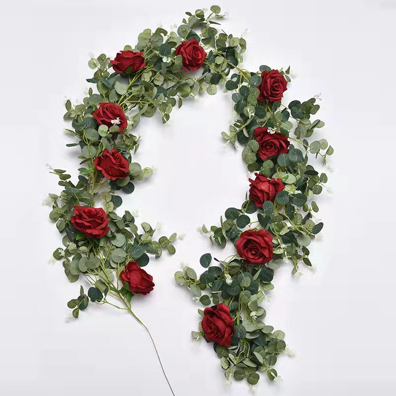 Eucalyptus Rose 190CM Artificial Foliage Red GREENERYROSE03